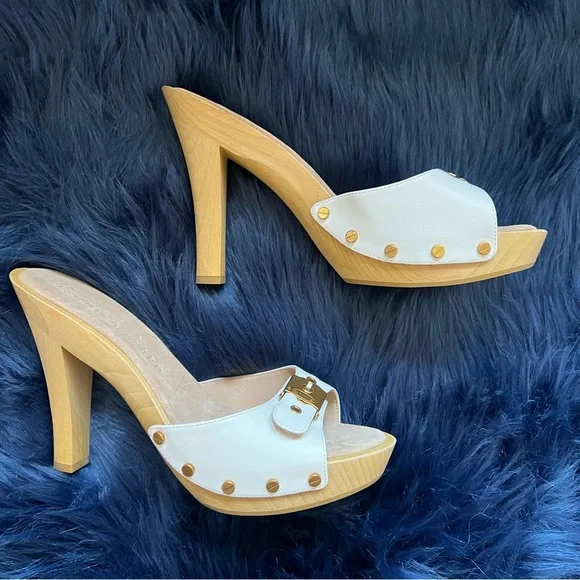 ❤️SOLD❤️ New! VERONICA BEARD x DR. SCHOLL'S Lolli Leather Platform Clogs Sandals - Picture 13 of 16